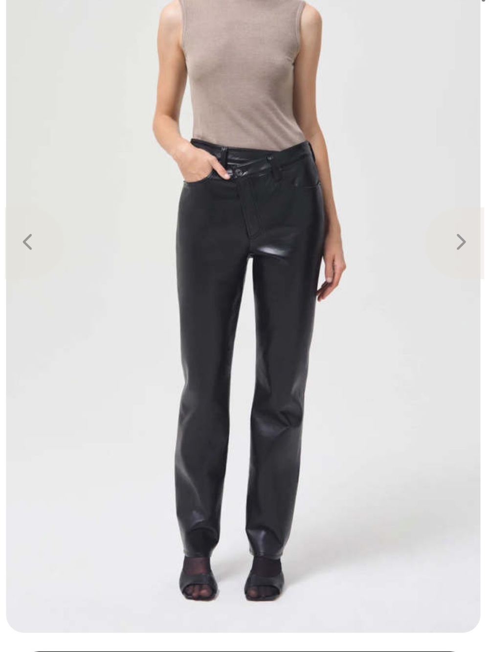 Agolde Black Recycled Leather Straight-Leg Jeans